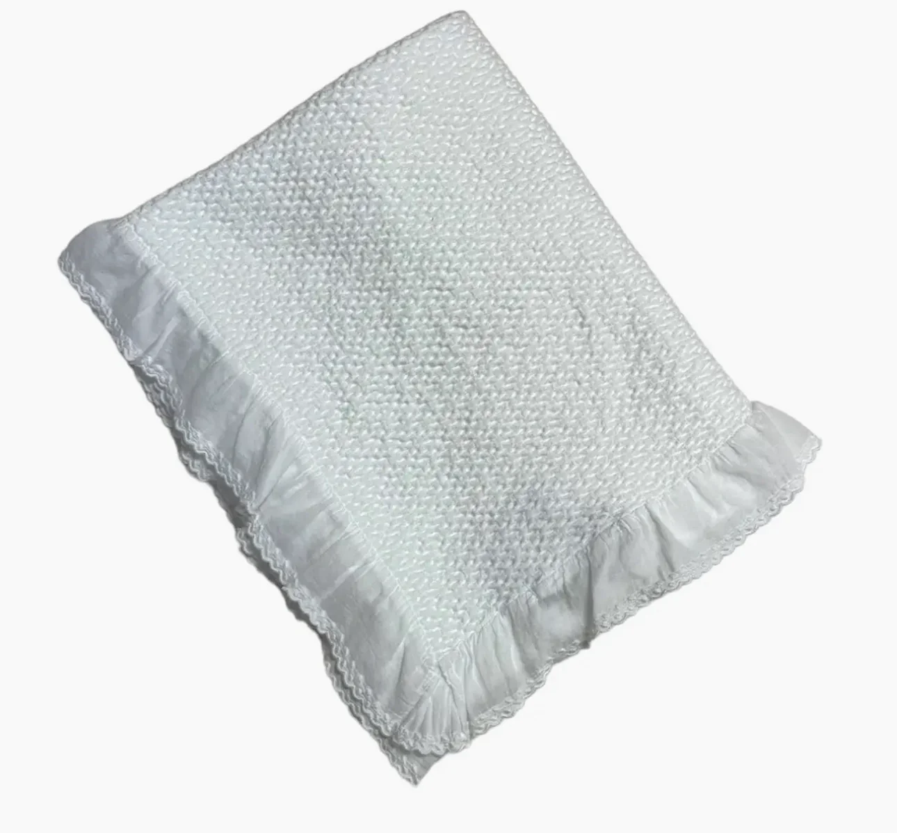 Cotton Baby Blanket with Dotted Swiss Ruffle